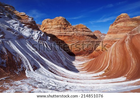 Coyote Buttes - The Wave in winter, Arizona Royalty-Free Stock Photo #214851076