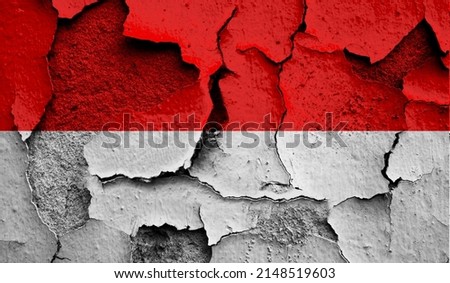 Flag of Indonesia on old grunge wall in background 
