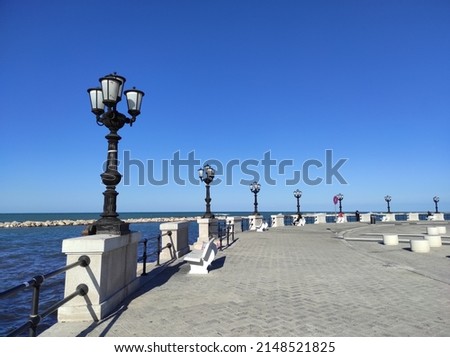  Lungomare di Bari. Beachfront in Bari, Southern Italy. Royalty-Free Stock Photo #2148521825