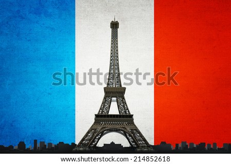 Eiffel tower on French flag background