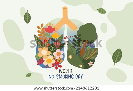 World No Tobacco Day, Lung Shape With Flower of Clean Air, Vector, Illustration