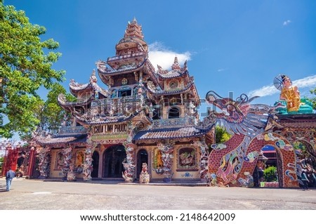 Porcelain temple, Linh Phuoc Pagoda, Da Lat, Vietnam. Royalty-Free Stock Photo #2148642009