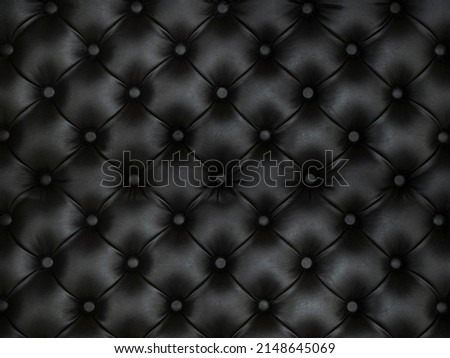 upholstery of leather buttoned black color fabric, wall pattern. Elegant vintage quilted sofa background. Interior  Royalty-Free Stock Photo #2148645069