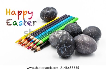 set of Easter decor, colored eggs, on a white background.