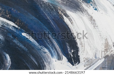 Abstract art background. Modern abstract art. Oil painting on canvas. Fragment of art. Brushstrokes. Oil canvas. Abstract oil art. Blue gray painting