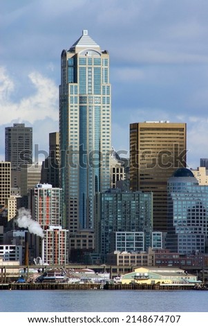 Seattle, Washington, USA city landscape skyline from Alki Beach