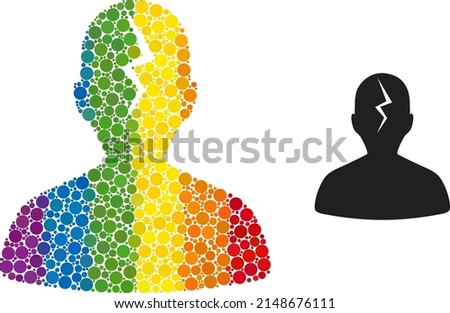 Migraine composition icon of circle spots in various sizes and spectrum colored color tinges. A dotted LGBT-colored migraine for lesbians, gays, bisexuals, and transgenders.