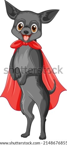 Cute dog with red cape illustration
