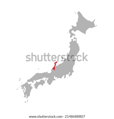 Ishikawa prefecture highlight on the map of Japan
