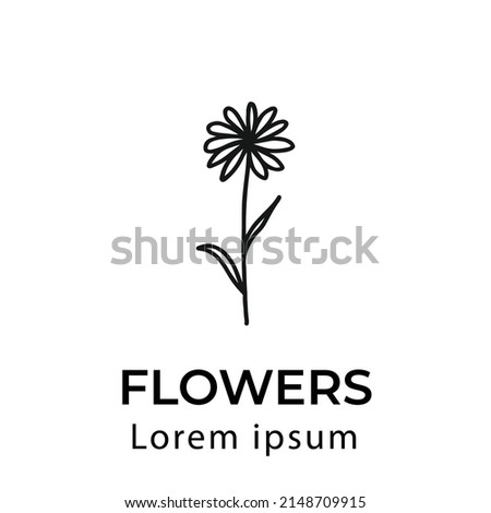 Hand drawn logo flower. vector illustration
