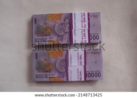 Jakarta, Indonesia - April 2022: The Republic of Indonesia's ten thousand rupiah denomination