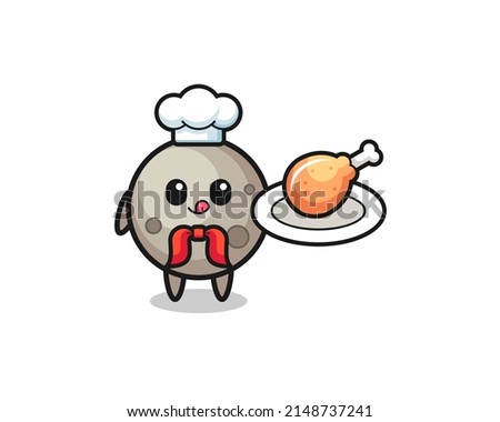 moon fried chicken chef cartoon character , cute design