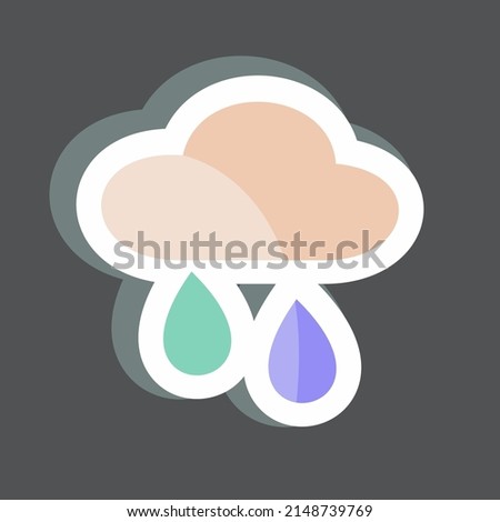 Sticker Raining. suitable for Spring symbol. simple design editable. design template vector. simple symbol illustration