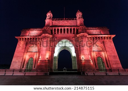 The Gateway of India in Mumbai, India Royalty-Free Stock Photo #214875115