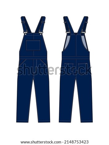 Denim overall jumpsuit vector template illustration Royalty-Free Stock Photo #2148753423