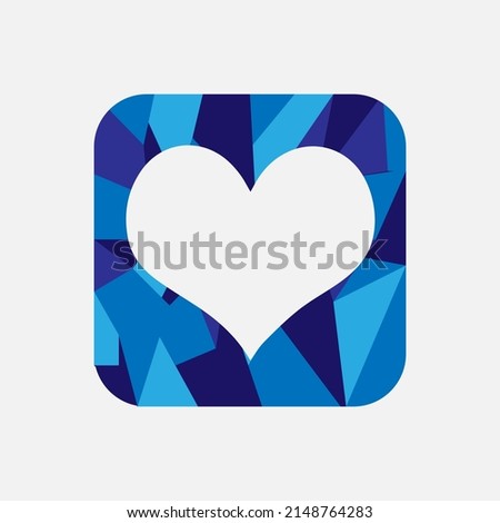 Heart shape icon logo design vector with blue color diamond cut background