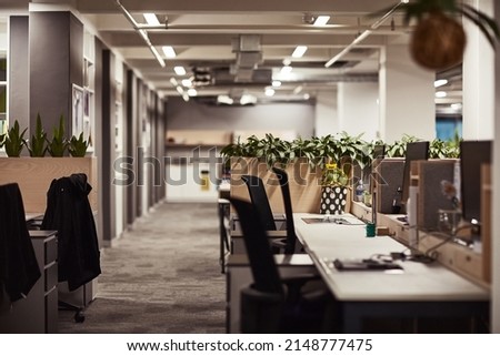 It must be the weekend. Shot of an empty office. Royalty-Free Stock Photo #2148777475