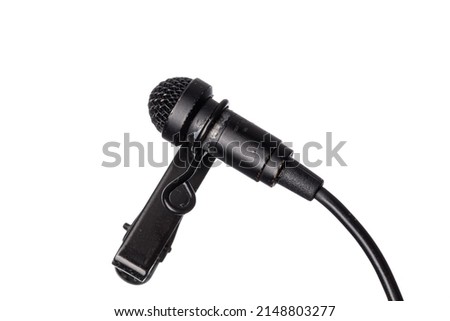 Tie-Clip Microphone, Lapel Microphone Isolated On White