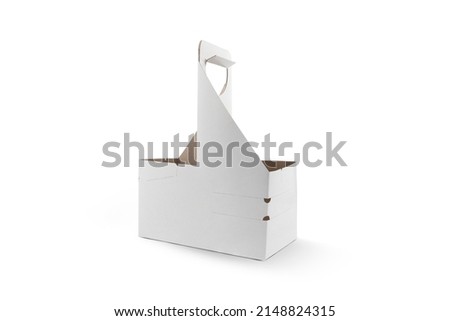 Disposable cardboard drink holder isolated on white background  Royalty-Free Stock Photo #2148824315