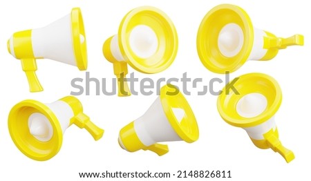 3d render of retro megaphone on white background,with clipping path.