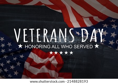 Veterans Day Celebration National American Holiday Banner Over Usa Flag Background 