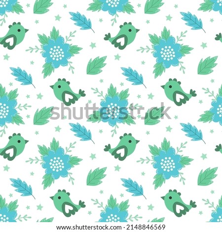 Vector Seamless pattern of flowers. Spring background.