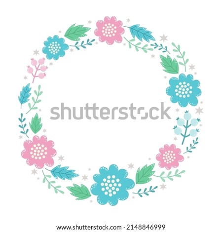 Cute vector flower wreath. Design element.