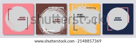 Vector illustration. Grunge overlay. Backgrounds set. Hand drawn grungy abstract overlay with frame. Ink brush strokes mess. Design for web banner, social media template, catalog. Frame for photo Royalty-Free Stock Photo #2148857369