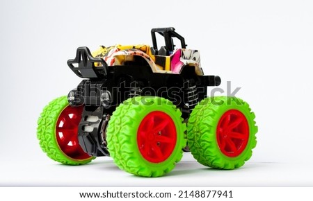 baby monster trucks on a white background, children's toys