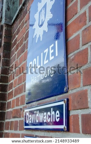 Hamburg August 2020: Sign at the Hamburger Davitswache Police station
