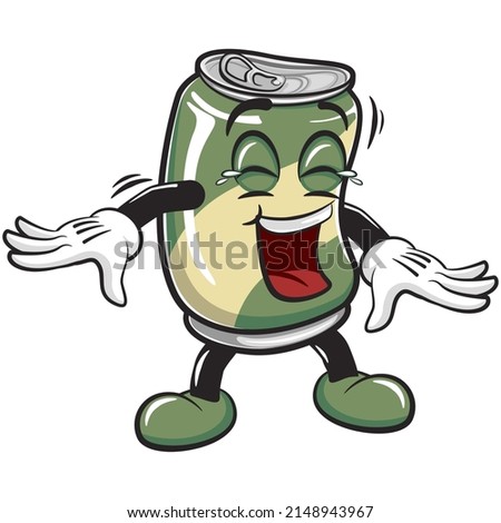 cute drink can vintage character mascot illustration in laugh out loud