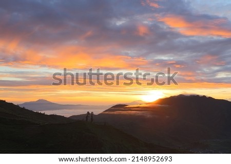 Sunset view on top of mountain