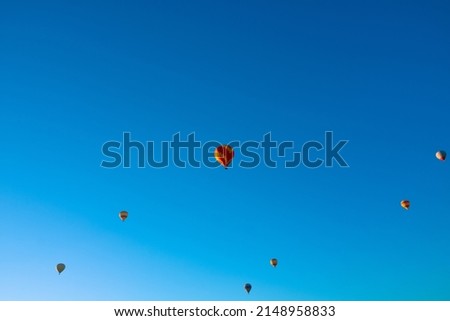 hot air balloon festival background photo. Hot air balloons on the blue sky background.