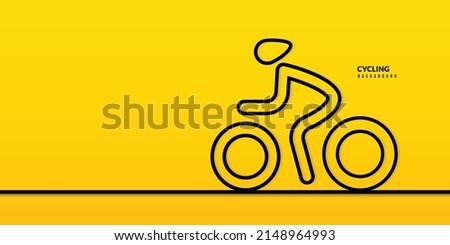 Cycling tour concept minimal line design on yellow backgroud. Travel concept of discovering, exploring and observing nature