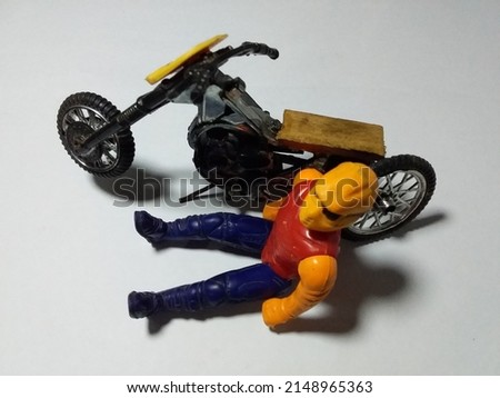 Character motocross from toys and wood