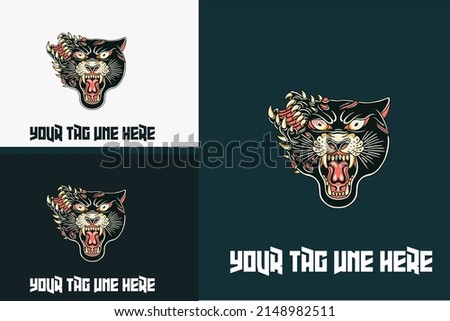 artwork design of head black panther angry vector illustration