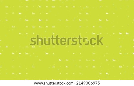 Seamless background pattern of evenly spaced white sleigh symbols of different sizes and opacity. Vector illustration on lime background with stars