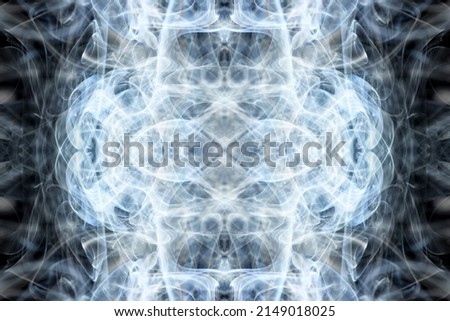 abstract graphics black blue fractal reflection symbol, design effect meditation background Royalty-Free Stock Photo #2149018025