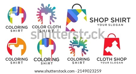T-shirt printing icon set logo design vector template with combination paint and bag logo