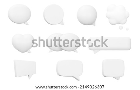 speech bubbles set.speak bubble, chatting box. Isolated 3d object on a transparent background