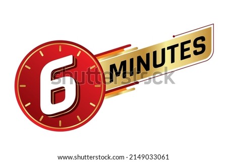 6 minutes isolated on white background. Time concept. Vector illustration. Royalty-Free Stock Photo #2149033061