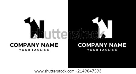 a dog N themed graphic image, on a black and white background. vector graphics base.