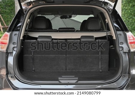 rear view of the car open trunk The exterior of a modern, modern car empty trunk Royalty-Free Stock Photo #2149080799