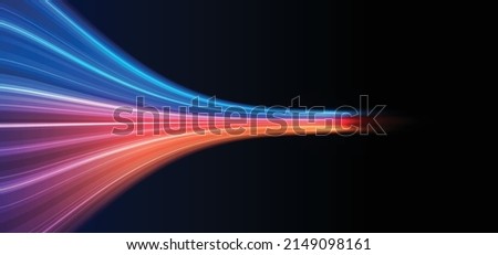Modern abstract high-speed light effect. Abstract background with curved beams of light. Technology futuristic dynamic motion. Movement pattern for banner or poster design background concept. Royalty-Free Stock Photo #2149098161
