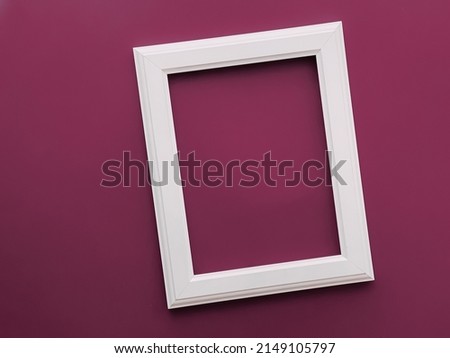 White vertical art frame on purple background as flatlay design, artwork print or photo album concept