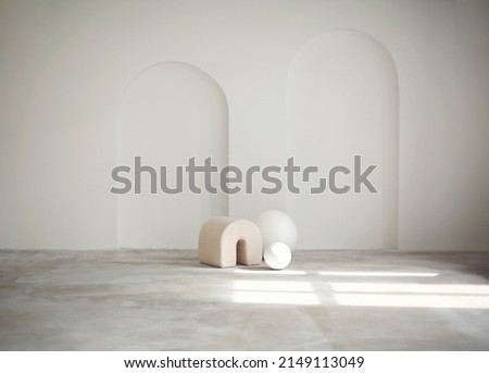 Gallery interior empty frames on wall. Art gallery empty interior, room with white walls, floor and lights for pictures presentation, photography contest exhibition hall. Realistic mock up. Royalty-Free Stock Photo #2149113049
