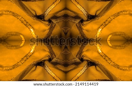 Brown silk fabric with dark stripes. Abstract silk tones in gold tones. Vintage pattern on the fabric. Background texture, decorative ornament