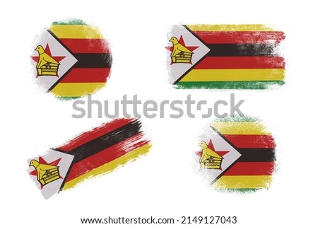 Sublimation backgrounds set on white background. Abstract shapes in colors of national flag. Zimbabwe