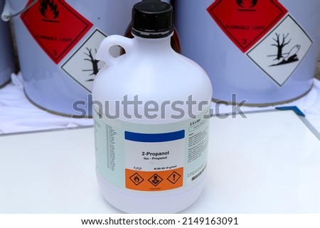 2-Propanol in bottle, chemical in the laboratory and industry Royalty-Free Stock Photo #2149163091