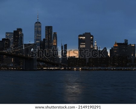 View of New York at sunset